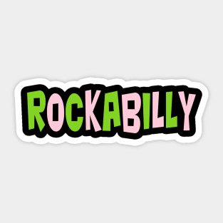 Rockabilly at night in Pink and Green Sticker